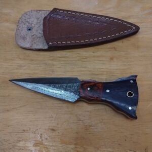 New Damascus steel blade men's hunting tactical survival knife Dagger w/ Sheath